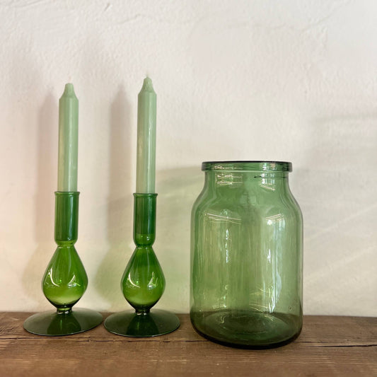 Blown Glass Vase - Green - Vintage