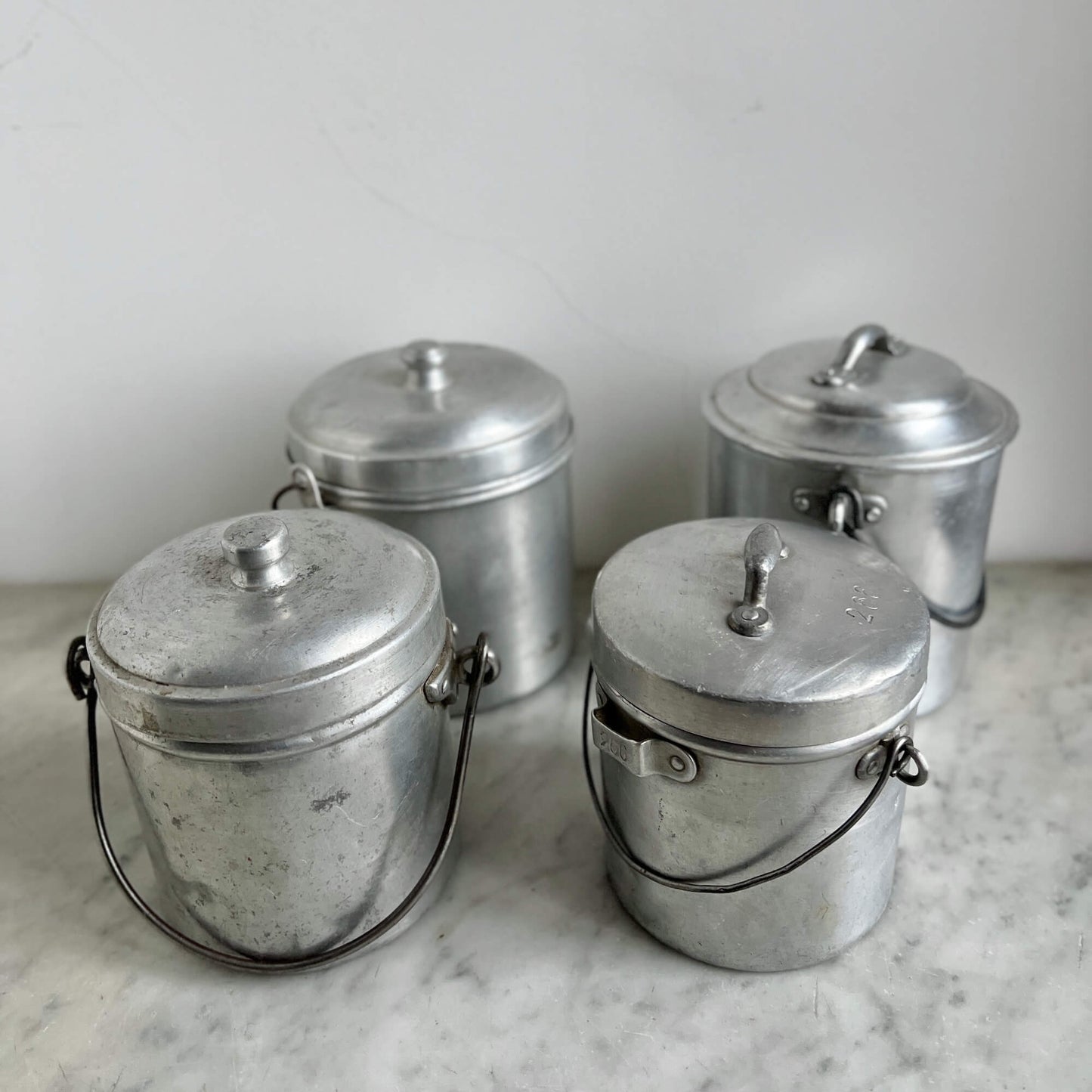 Aluminum Jars - with handle - Vintage