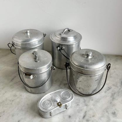 Aluminum Jars - with handle - Vintage