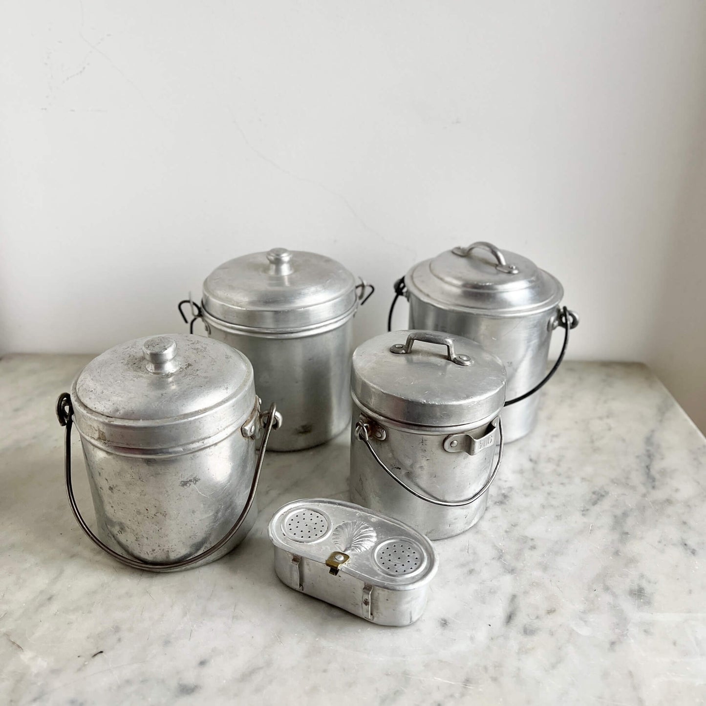 Aluminum Jars - with handle - Vintage